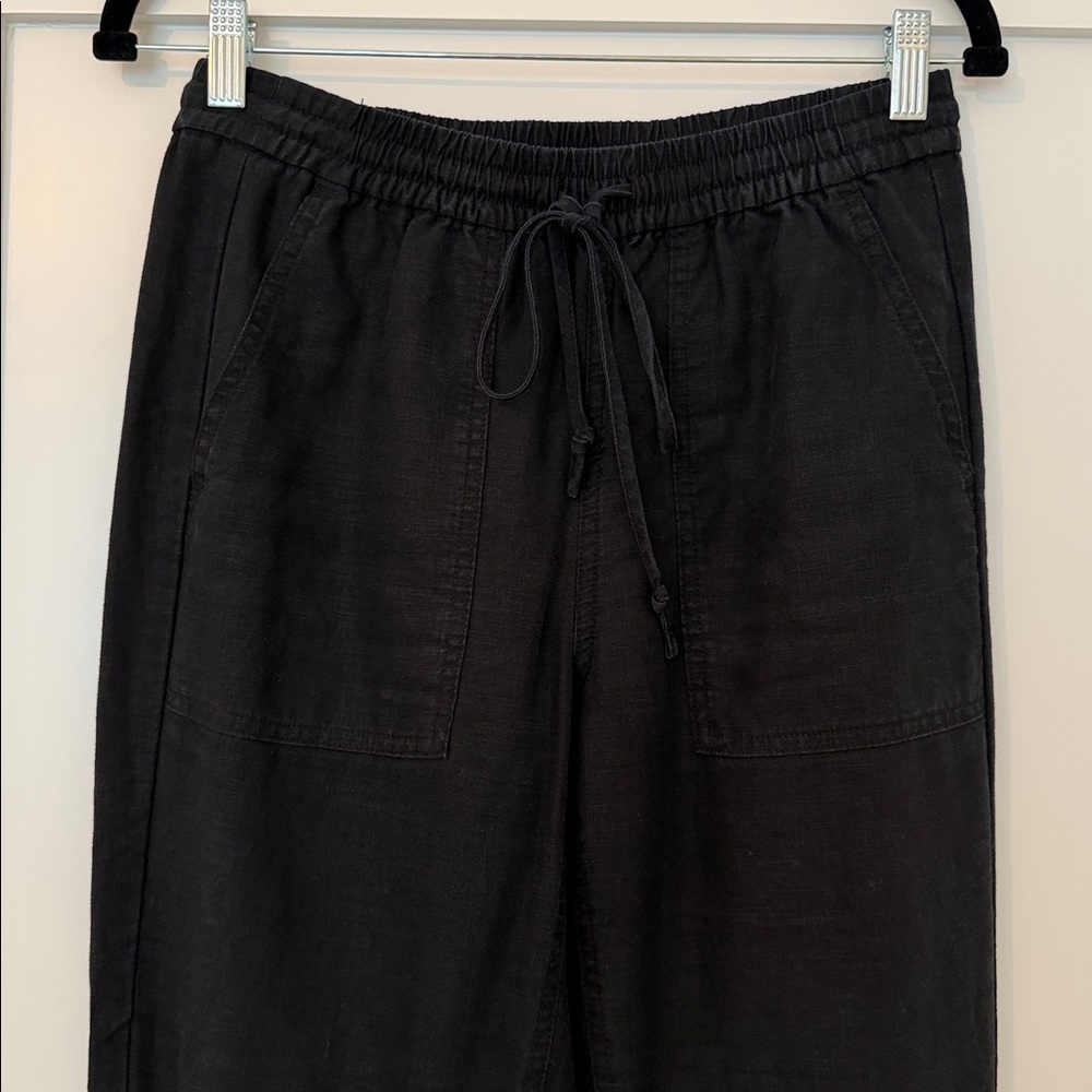 J Crew Linen Lyocell Black Drawstring Pants